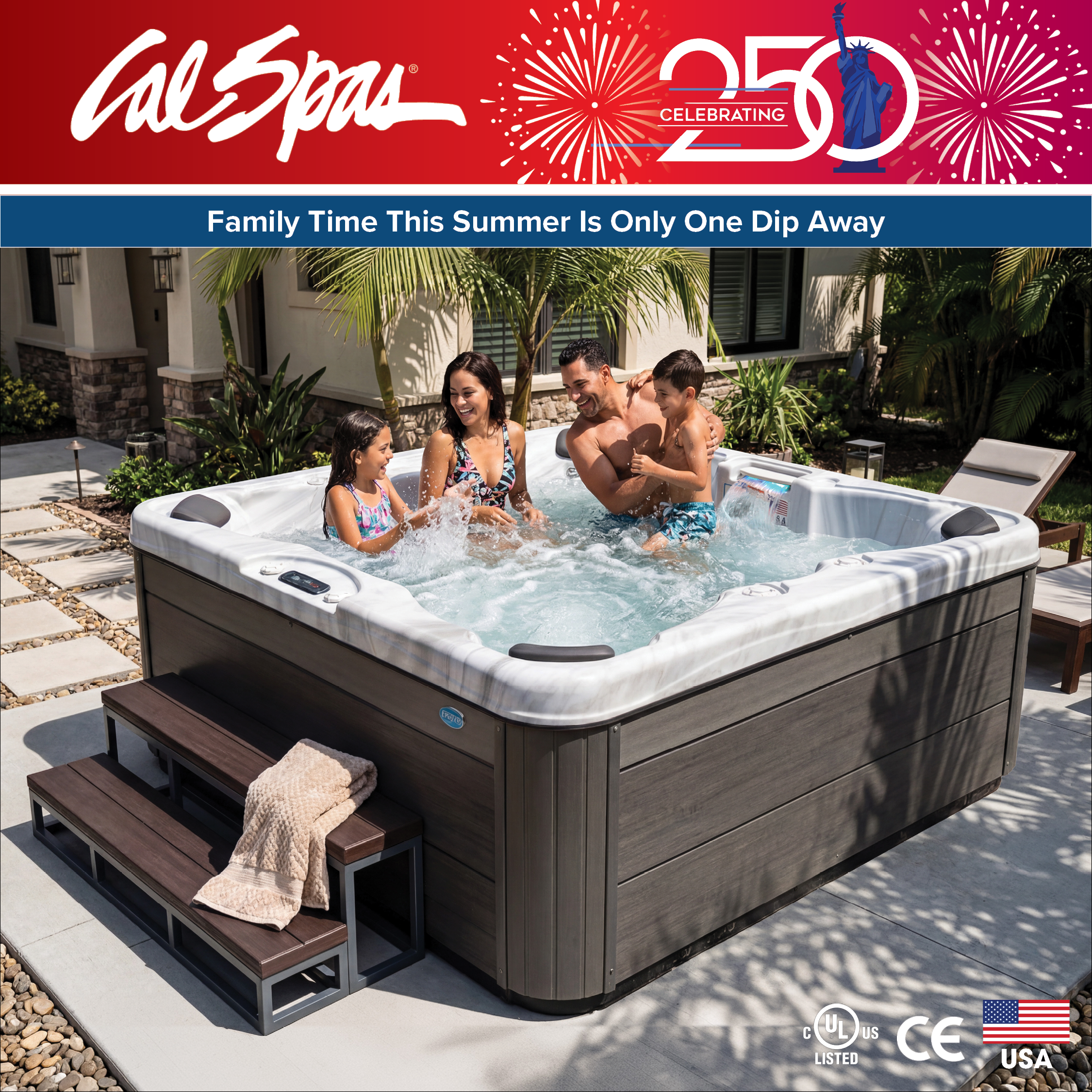 Calspas hot tub being used in a family setting - Council Bluffs